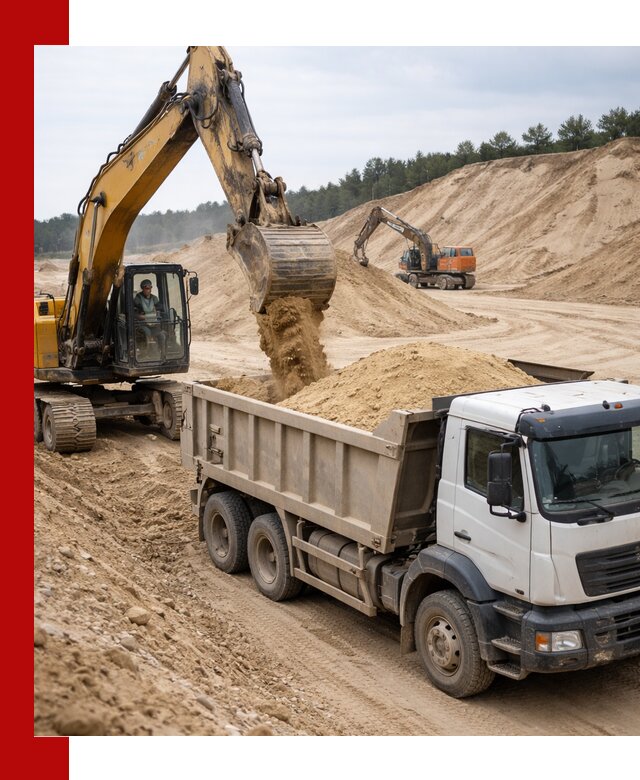 Доставка карьерного песка с самосвалами и разгрузкой в Качканаре