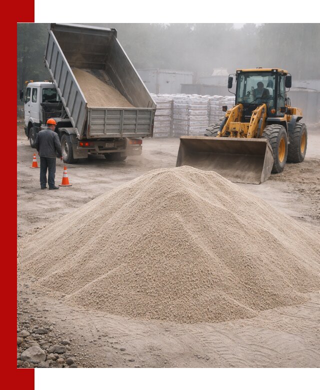Кварцевый песок фракция 0–8 для стройработ в Качканаре