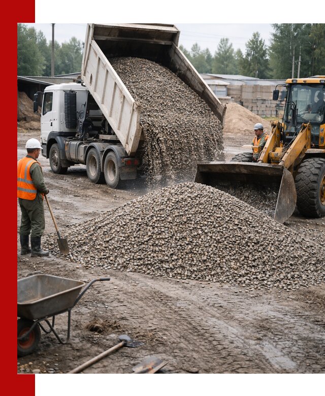 Мытый гравий с доставкой в Качканаре от карьера до участка