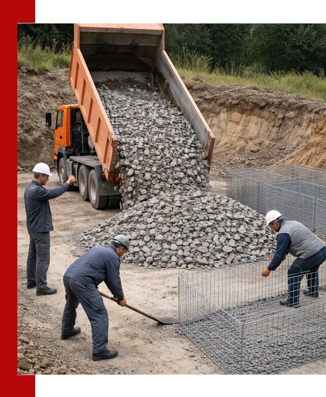Камень для габионов с доставкой в Качканаре быстро и надёжно