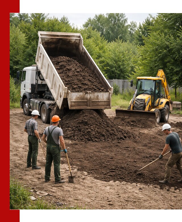 Доставка и укладка грунта для выравнивания участка в Качканаре