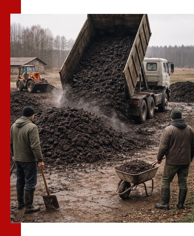 Доставка низинного торфа с разгрузкой и доставкой в Качканаре