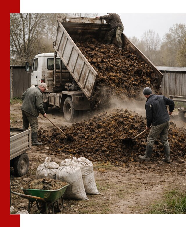 Доставка коровьего навоза самосвалом в Качканаре
