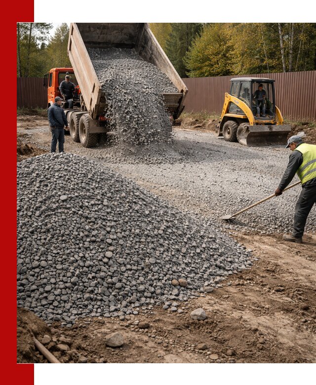 Отсыпка участка щебнем с доставкой и уплотнением в Качканаре